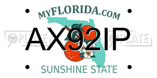 AX92IP Florida License Plate