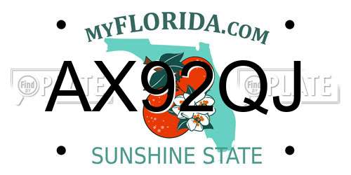 AX92QJ Florida License Plate