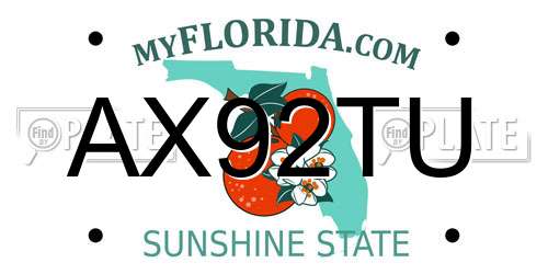 AX92TU Florida License Plate
