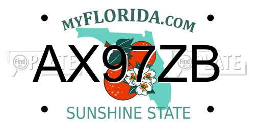 AX97ZB Florida License Plate