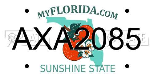 AXA2085 Florida License Plate