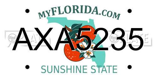 AXA5235 Florida License Plate
