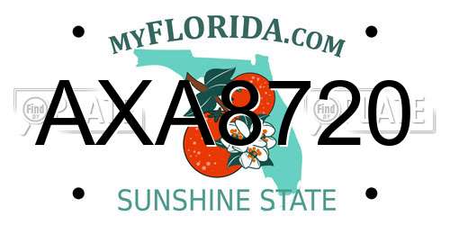 AXA8720 Florida License Plate