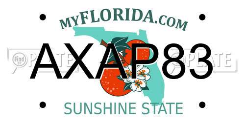 AXAP83 Florida License Plate