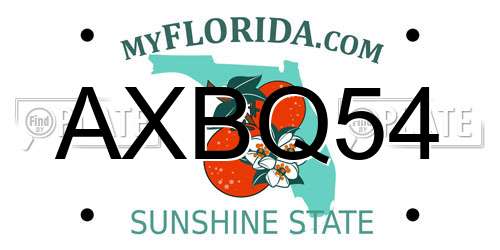 AXBQ54 Florida License Plate
