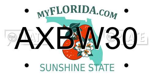 AXBW30 Florida License Plate