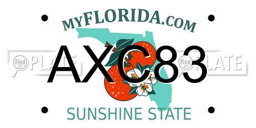 AXC83 Florida License Plate