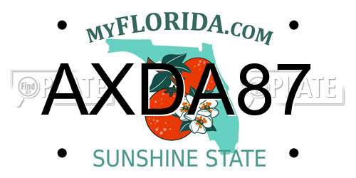 AXDA87 Florida License Plate