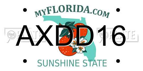 AXDD16 Florida License Plate