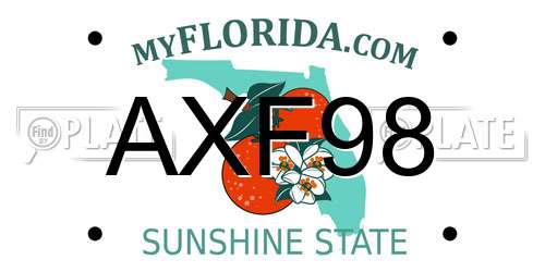 AXF98 Florida License Plate