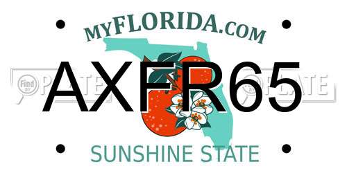 AXFR65 Florida License Plate