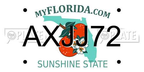 AXJJ72 Florida License Plate