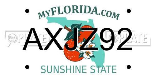 AXJZ92 Florida License Plate