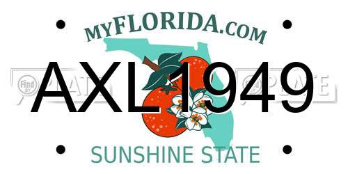 AXL1949 Florida License Plate
