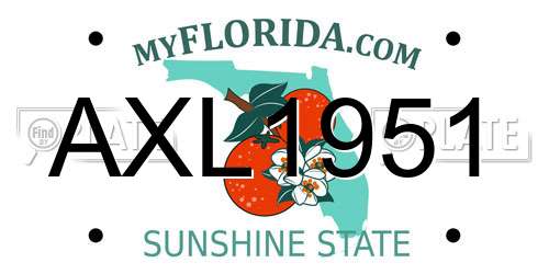 AXL1951 Florida License Plate