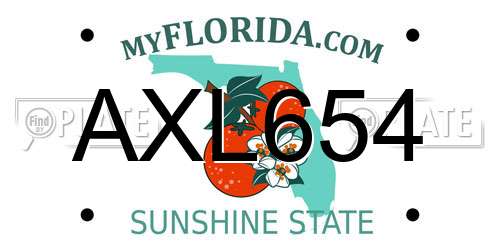 AXL654 Florida License Plate