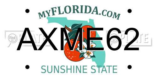 AXME62 Florida License Plate