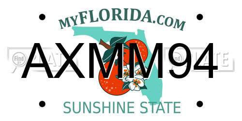 AXMM94 Florida License Plate