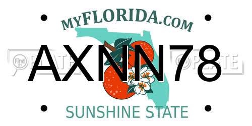 AXNN78 Florida License Plate
