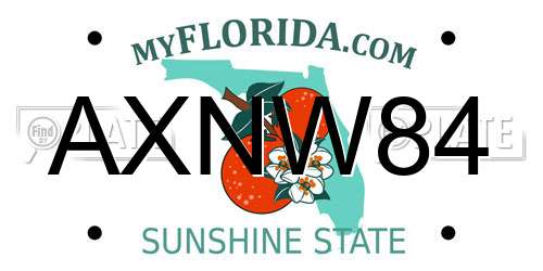 AXNW84 Florida License Plate