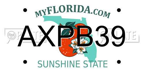 AXPB39 Florida License Plate