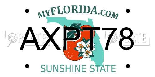 AXPT78 Florida License Plate