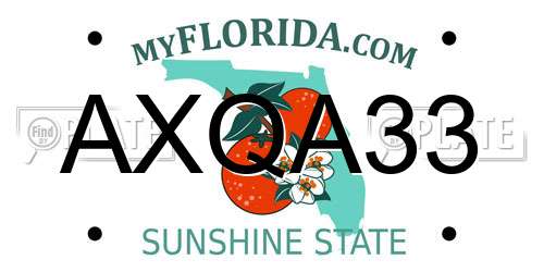 AXQA33 Florida License Plate