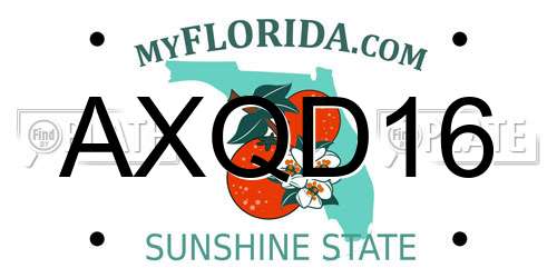 AXQD16 Florida License Plate