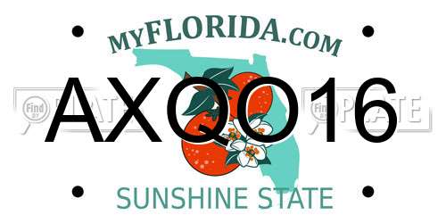 AXQO16 Florida License Plate