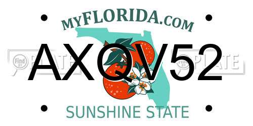 AXQV52 Florida License Plate
