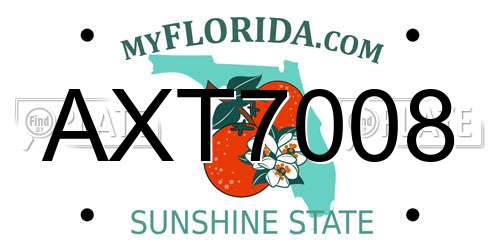 AXT7008 Florida License Plate