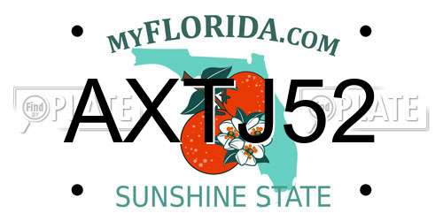 AXTJ52 Florida License Plate