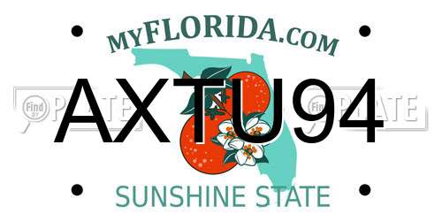 AXTU94 Florida License Plate