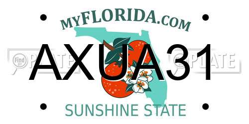 AXUA31 Florida License Plate