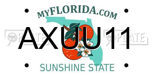 AXUU11 Florida License Plate