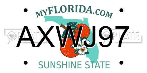 AXWJ97 Florida License Plate