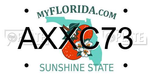 AXXC73 Florida License Plate