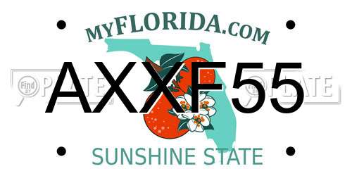 AXXF55 Florida License Plate