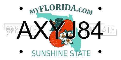 AXYJ84 Florida License Plate