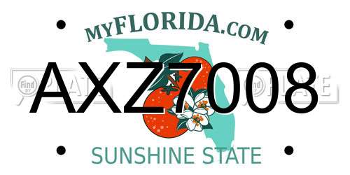 AXZ7008 Florida License Plate