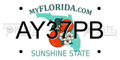 AY37PB Florida License Plate