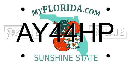AY44HP Florida License Plate