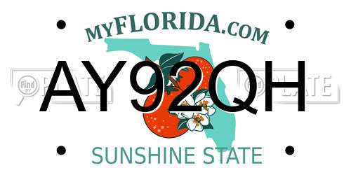 AY92QH Florida License Plate