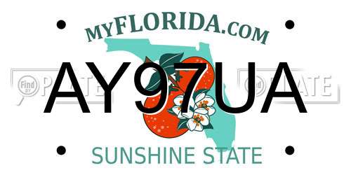 AY97UA Florida License Plate