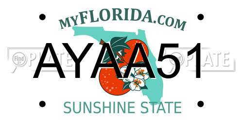 AYAA51 Florida License Plate