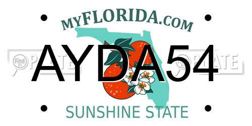 AYDA54 Florida License Plate