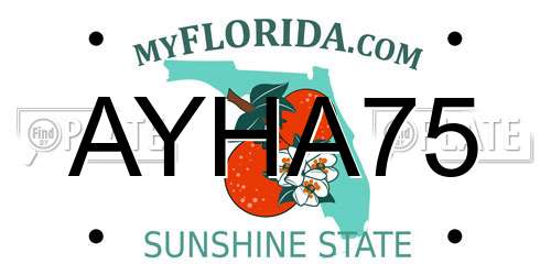 AYHA75 Florida License Plate