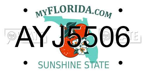 AYJ5506 Florida License Plate