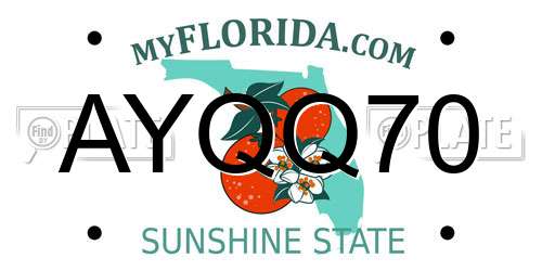 AYQQ70 Florida License Plate