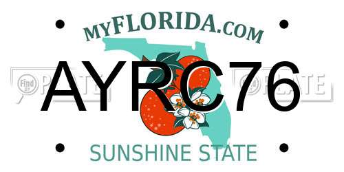 AYRC76 Florida License Plate